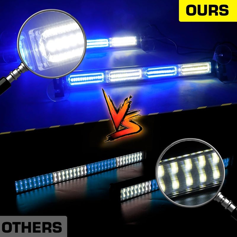 LRTER 2 in 1 Emergency Strobe Light Bar Safety Flashing Warning Hazard Caution Light Bar w/Digital Display Controller for Construction Vehicles Firefighter Trucks(2x17.7, Blue/White) - Image 4